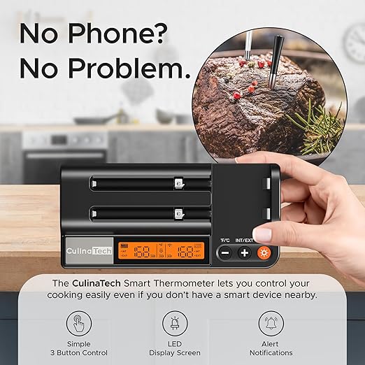 750ft Wireless Meat Thermometer Long Range for Smoker, BBQ & Rotisserie, 2 Probes Smart Bluetooth Thermometer Dual Sensor Waterproof Probe with LCD Base Station Display & App Control - Image 4