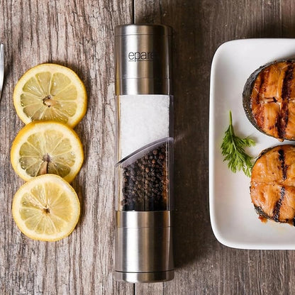 Eparé Salt and Pepper Grinder in One – 2 in 1 Salt and Pepper Grinder Combo for Kitchen Use – Manual Stainless Steel Himalayan Salt Grinder Refillable All-in-One - Image 9