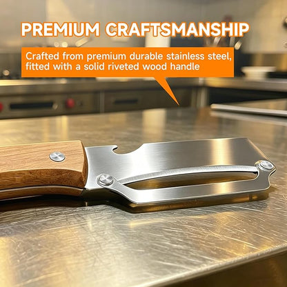 2PCS Multifunctional Vegetable Peeler, Premium Vegetable Peeler with Wooden Handle, 2-in-1 Peelers For Kitchen with Bottle Opener, Stainless Steel Blade Kitchen Tool for Vegetables Fruit