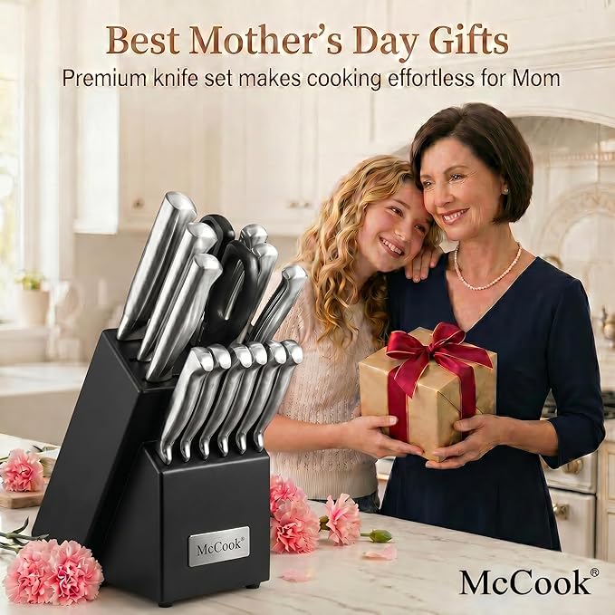 McCook® Knife Sets, German Stainless Steel Knife Block Sets with Built-in Sharpener - Image 2