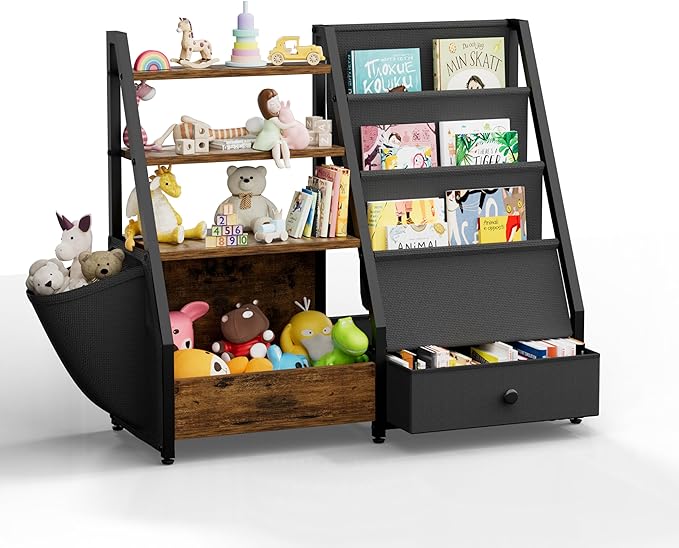 HAVLOTII Kids Bookshelf and Toy Storage - Book Shelf for Kids Rooms, Toddler Bookshelf Baby Bookcase for Nursery, Montessori Toy Organizer
