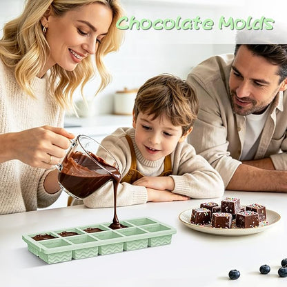 Doasuwish Ice Cube Trays with Lid, 3 Pack 10 Cubes 2 Tbsp. Silicone Ice Cube Trays for Freezer, Perfect for Freezing and Storing Ice Cubes, Chocolates, Sauces, Juices, Fruit Purees and More, BPA Free