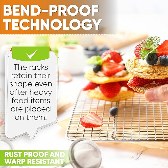 Spring Chef 10 x 15 Inch Stainless Steel Cooling Rack for Cooking & Baking - Heavy Duty Cookie Cooling Rack for Kitchen - Oven Safe - Fits Jelly Roll Pan - Dishwasher Safe - Image 6