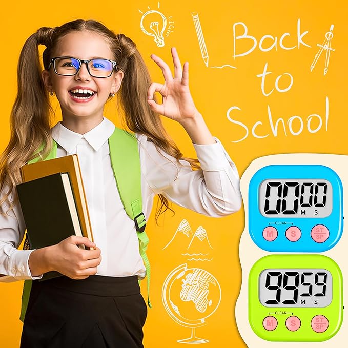 ZILLEEN Classroom Timer for Kids Teachers 12 Pack Digital Tmers, Blue & Green - Image 6