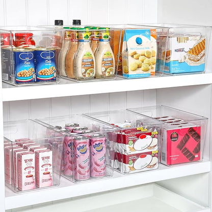 Vtopmart 6 PCS Clear Plastic Storage Bins, Pantry Organizer Containers with Handle for Refrigerator, Fridge, Cabinet, Kitchen, Countertops, Cupboard, Home Organization and Storage, XL - Image 3
