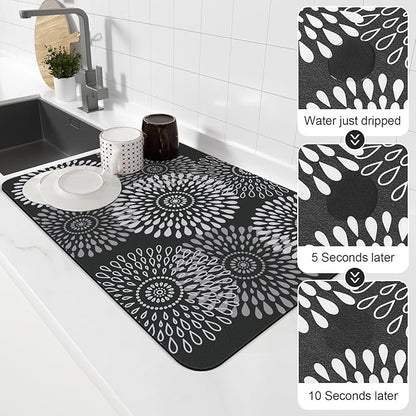 LuxStep Dish Drying Mat Super Absorbent Kitchen Counter Mat Rubber Backing Draining Mat Easy to Clean Kitchen Accessories Dish Rack Pad for Dishes, Utensils, Countertops, Sinks 16" x 24" Black - Image 4