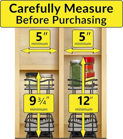 LYNK PROFESSIONAL® Pull Out Spice Organization for Cabinets - 4-3/8 inch Wide – Spice Rack for Inside Cabinets, Slide Out Spice Rack Organizer for cabinet – Pull Out Spice Rack, Sliding 2 Tier Black - Image 5