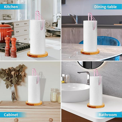 Wood Paper Towel Holder Countertop, TONLEA Kitchen Paper Towel Holder FreeStanding with Fixer for Kitchen and Bathroom Organization, Kitchen Roll Holder for Standard and Large Rolls - Image 6