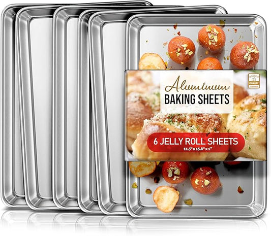 Eatex Aluminum Baking Sheet Set, 10" x 15" Jelly Roll Pan, Nonstick Cookie Sheets by Eatex