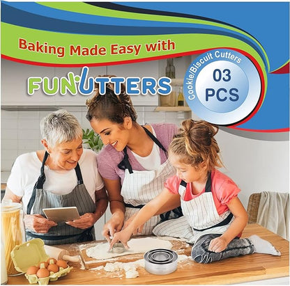 Cookie Cutter Set, 3 Pc Kit, Measuring 2'', 3'', and 4'', Round Metal Baking Rings for Pastry, Biscuits, and Dough Cutting, Heavy Duty and Reusable, Multiple Sizes - Image 5