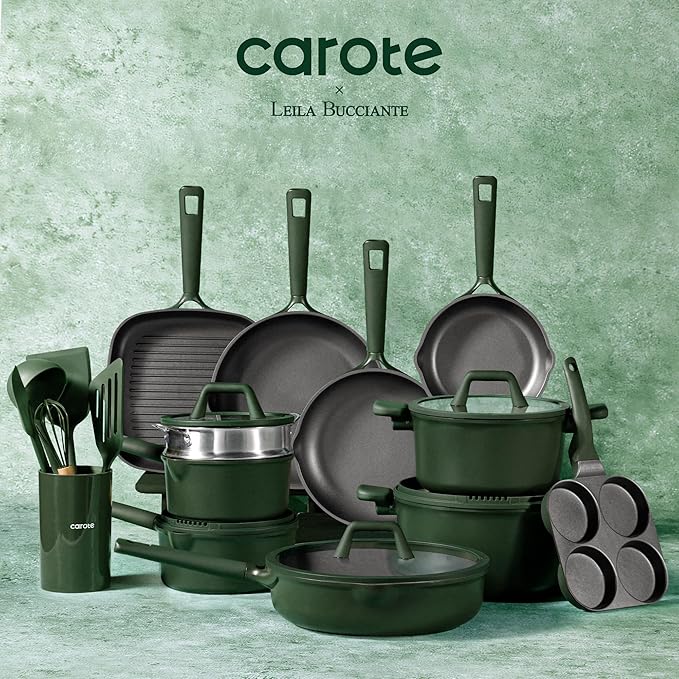 CAROTE 31PCS Pots and Pans Set, Nonstick Cookware Set Kitchen Non Stick Induction Titanium Cookware Non-toxic Granite Cooking set, PFOA Free - Image 8