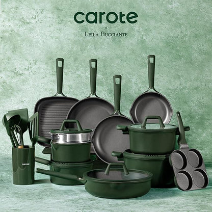 CAROTE 31PCS Pots and Pans Set, Nonstick Cookware Set Kitchen Non Stick Induction Titanium Cookware Non-toxic Granite Cooking set, PFOA Free - Image 8