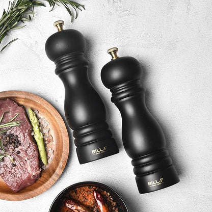 BILL.F Salt and Pepper Grinder Wooden Pepper Mill Grinder Salt Pepper Shakers Set of 2 with Adjustable Ceramic Rotor- 7 Inch - Image 3