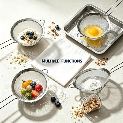 Anaeat Fine Mesh Strainers - Premium Stainless Steel Colander Sieve Sifters, with Durable Mesh and Sturdy Handle, Excellent for Sifting Dry ingredients, Flour, Pastas, Rice, Tea (7.09"）