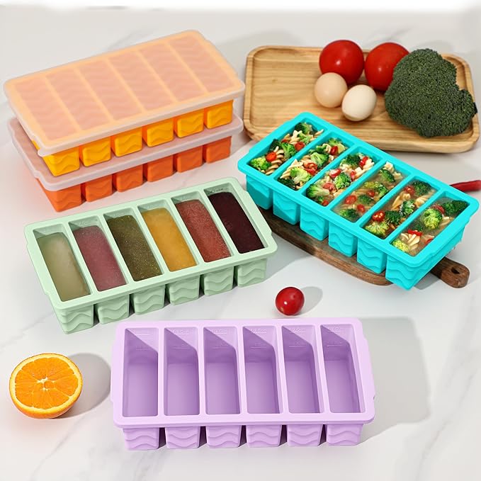 2-Pack Silicone Freezer Trays with Lid, 2 Large 2-Cup(500ml) & 6 Small 1/2-Cup(125ml) Soup Freezer Container Molds, Ice Cube Tray For Meal Prep & Freezing Soup, Stews, Sauces, Oven & Dishwasher-Safe - Image 8