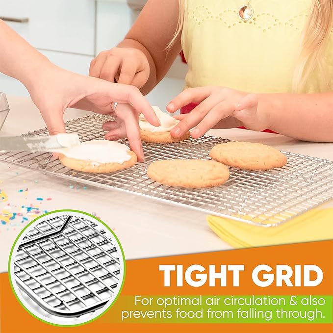 Spring Chef 10" x 15" Stainless Steel Cooling Racks for Baking - Oven Safe - Cookie Racks for Cooling Cookies - Fits Jelly Roll Pan - Perfect for Grilling, Roasting, Cooking, Drying - Set of 2 - Image 7