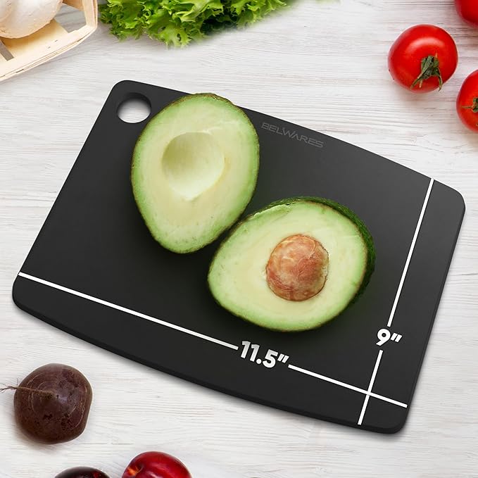 Wooden Cutting Board for Kitchen - Small Composite Wood Cutting Boards Dishwasher - Thin, BPA Free & Eco-Friendly Chopping Board (11.5 x 9 Inch, Slate Black) - Image 2