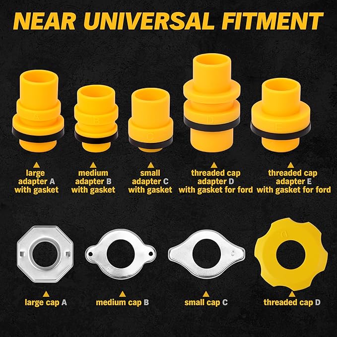ELEAD No-Spill Coolant Funnel Kit - 19-Piece Radiator Funnel burping kit, coolant Bleeder kit, Extra Funnels and Adapters for Universal Vehicle - Image 2