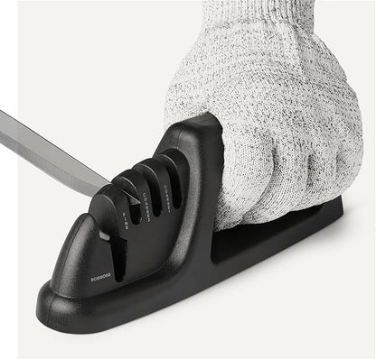 Amazon Basics 4-in-1 Knife Sharpener with Non-Slip Base, Includes Safety Glove - Image 3