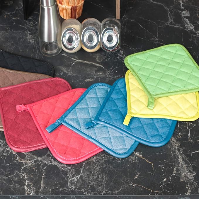 Pot Holders Buffalo Plaid Cotton Heat Resistant Potholder, Pot Holder, Hot Pads, Trivet for Cooking and Baking (5, Federal Blue) - Image 6