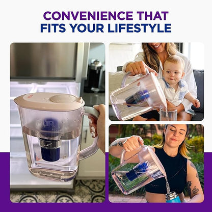 PUR 7-Cup Water Pitcher, 1 Genuine Filter, Cleaner, Great-tasting Water, Dishwasher Safe, Powerful, Faster Filtration, LockFit Cap Design - Blush