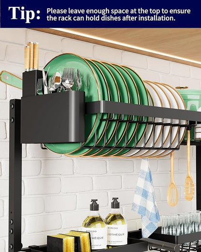 Kitsure Over The Sink Dish Drying Rack - 30.0" to 33.9" x 21.5", Adjustable Sink Drying Rack for Kitchen Sink with Multifunctional Baskets, Black - Image 4