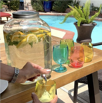 Lily's Home Plastic Beverage Dispenser with Spigot - 2 Gallon Drink Holder for Water, Juice, Tea - Ideal for Parties, Lemonade Stands, & Events