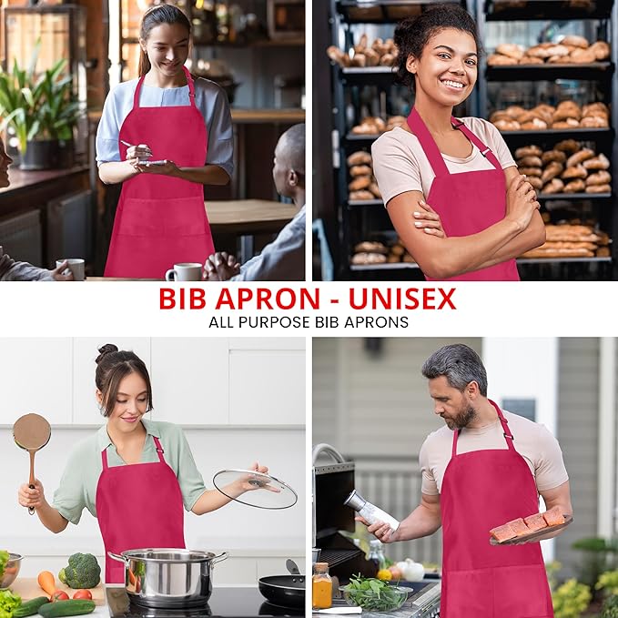 Utopia Kitchen 10 Pack Bib Apron Adjustable with 2 Pockets, Water and Oil Resistant, Cooking Kitchen Chef Apron for Women Men - Image 4