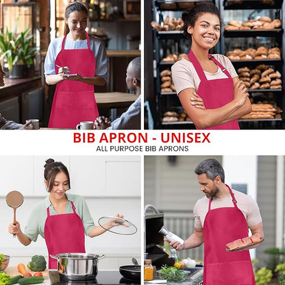 Utopia Kitchen 10 Pack Bib Apron Adjustable with 2 Pockets, Water and Oil Resistant, Cooking Kitchen Chef Apron for Women Men - Image 4