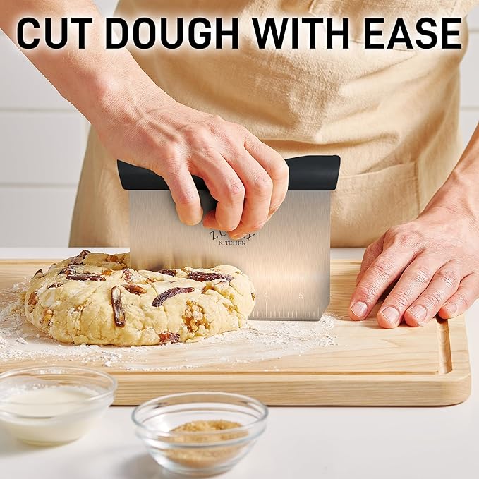 Zulay Premium Multi-purpose Stainless Steel Bench Scraper & Chopper, Easy to Read Etched Markings for Perfect Cuts, Quick & Easy Multi-use Dough Scraper, Dough Cutter & Pastry Scraper (Black) - Image 2