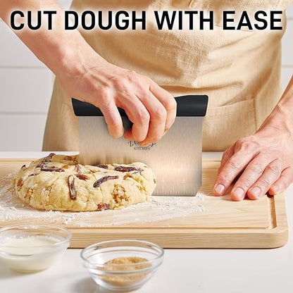 Zulay Premium Multi-purpose Stainless Steel Bench Scraper & Chopper, Easy to Read Etched Markings for Perfect Cuts, Quick & Easy Multi-use Dough Scraper, Dough Cutter & Pastry Scraper (Black) - Image 2