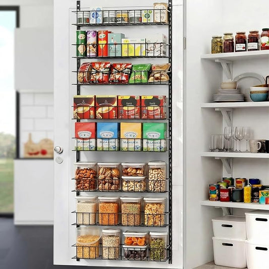 ElegantArray 8-Tier Pantry Door Oragnizer, Over The Door Pantry Organizer Rack and Storage, Hanging Spice Rack Shelves Door, Home Office Laundry Room Bathroom & Kitchen Organization Essentials Metal by Unknown