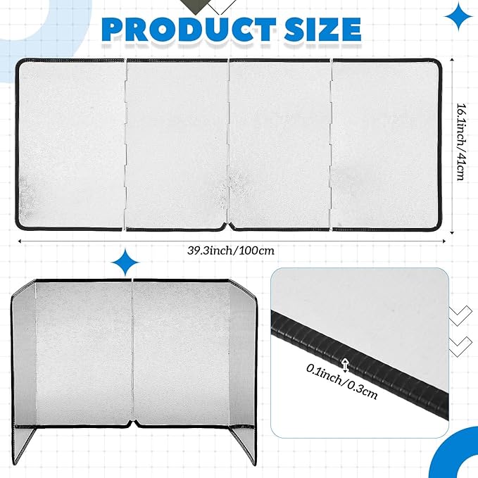Honeydak Splatter Guard Stained Glass Supplies 39.37 x 16.14 Inch Galvanized Sheet Grinder Splatter Screen Foldable Anti Splash Guard 4 Sided Protector with Power Cord Notch for Glass Grinding Machine - Image 2