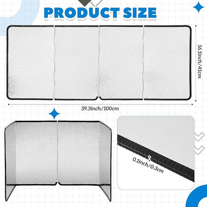 Honeydak Splatter Guard Stained Glass Supplies 39.37 x 16.14 Inch Galvanized Sheet Grinder Splatter Screen Foldable Anti Splash Guard 4 Sided Protector with Power Cord Notch for Glass Grinding Machine - Image 2