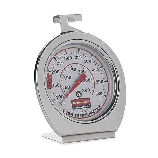 Rubbermaid Commercial Products Stainless Steel Monitoring Thermometer, Safe for Inside Oven/Grill/Smoker, 60-580°F Range, Easy to Read Food Thermometer For Food Resturant/Home Cooking by RubbermaidCommercialProducts