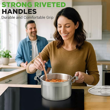 NutriChef 5-Quart Stainless Steel Stockpot with Lid- 18/8 Food Grade Heavy Duty Inox Large Stock Pot for Stew, Soup, Works w/ Induction - Image 8