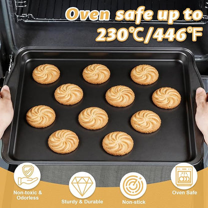 Baking Sheet Set of 3 - Carbon Steel Cookie Sheet for Baking, 17/15/13 Inch, Nonstick Baking Pan with Dual Handles, Stackable, Rust & Warp Resistant, Perfect for Baking, Roasting, and More - Image 5