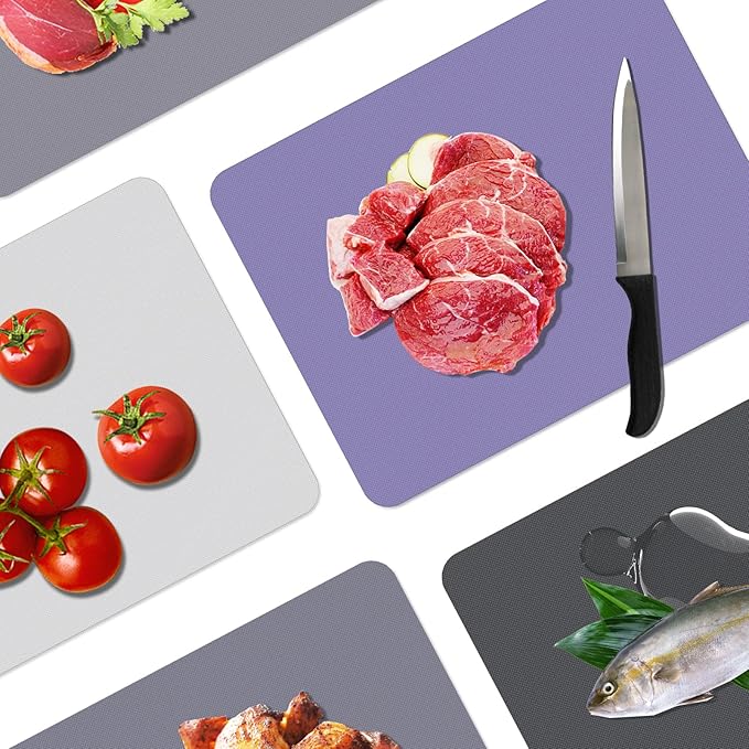 WK Small Flexible Plastic Cutting Boards for Kitchen Set of 3, Non Slip Cutting Mats for Meat, Mini Cutting Board Mats, BPA Free, Dishwasher Safe, 7.3x11.5" - Image 4