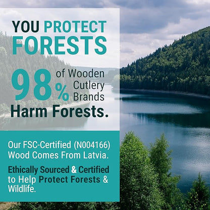 Disposable Wooden Spoons For Eating - 300pcs - Heavy Duty & Plastic Free - Our Guilt-Free FSC Certified Wood Protects Forests - A Great Alternative to Bamboo Spoons Disposable. - Image 5