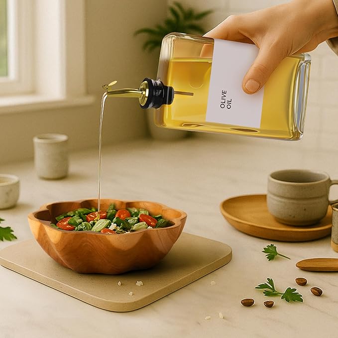 Spaceneat Olive Oil Dispenser Bottle - Includes 44 Kitchen Essential Labels - Cooking Oil Bottles for Kitchen, Coffee Syrup Dispenser - Pourer Spout with 11.8 fl oz Glass Container Cruet - 4pcs, Gold - Image 3