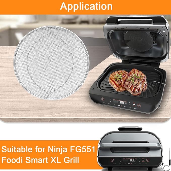 Splatter Shield for Ninja FG551 Foodi Smart XL Grill, Replacement Stainless Steel Splatter Screen Air Fryer Accessories for Ninja FG551 Foodi Smart XL 6-in-1 Indoor Grill