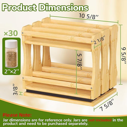BAMEOS Pull Out Spice Rack Organizer for Cabinet, Bamboo Wide 7.7" Slide Out Seasoning Organizer for Kitchen, No Drill Anti-Tip Ball Bearing Silent Glides, Pantry Cabinet Organizer, Natural