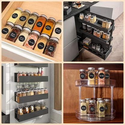 6Pcs Spice Jars with Label, 4oz Empty Square Seasoning Containers, Spice Jars with Shaker Lids, Small Spice Bottles for Salt, Herbs, Sugar, Pepper, Seasoning Jars for Spice Rack, Cabinet, or Drawer - Image 3