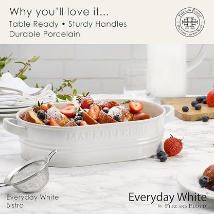 Everyday White by Fitz and Floyd Market Fresh Casserole Baking Dish, 3 Quart