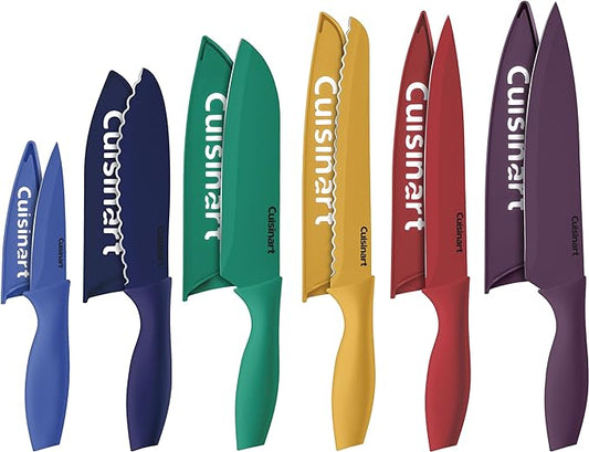 Cuisinart C55-12PCKSAM 12-Piece Ceramic Coated Stainless Steel Knives, Comes with 6-Blades and 6-Blade Guards, Color Coded to Reduce Risk of Cross Contamination, Jewel by Cuisinart