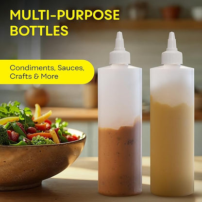 BRIGHTFROM Condiment Squeeze Bottles, 16 OZ Empty Squirt Bottle with Twist Top Cap, Leak Proof - Great for Ketchup, Mustard, Syrup, Sauces, Dressing, Oil, Arts and Crafts, BPA FREE Plastic - 2 PACK - Image 4
