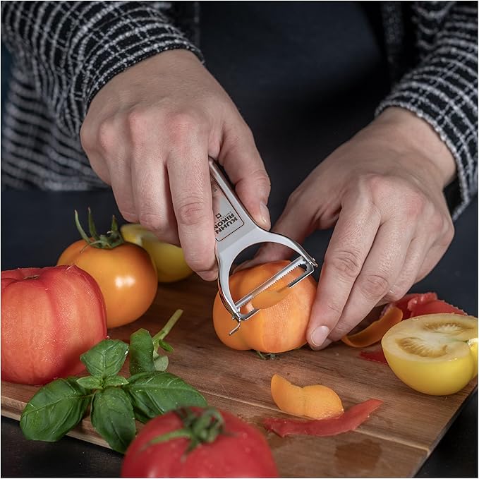 Kuhn Rikon "Swiss Metallic" Piranha Cross Peeler, Silver - Image 4
