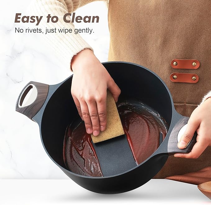 SENSARTE Pots and Pans Set Non stick, Non toxic Healthy Induction Cookware Sets, 14 Pcs Non Stick Kitchen Cooking Set with Frying Pans Set & Saucepan, PFOA PFOS Free, Black - Image 4