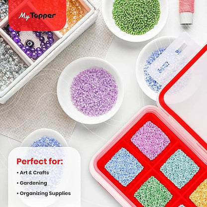 IceTopper Ice Cube Tray with 2 Attached Lids - Easy Release Ice Cube Molds, 14 Cubes per Tray, Stackable & Dishwasher Safe, 100% Food Grade, BPA Free & Recyclable (XL, 1 Pack)