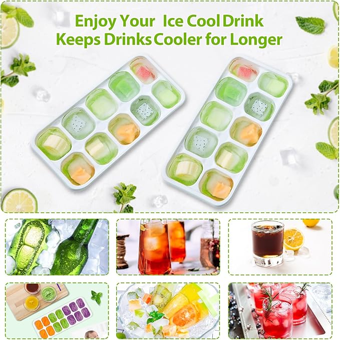 DOQAUS Ice Cube Tray with Lids - 4 Pack Stackable Silicone Ice Trays for Freezer, BPA & LFGB Safe, Easy Release for Kitchen, RV, Cocktail, Coffee, Soup & Food - Image 6